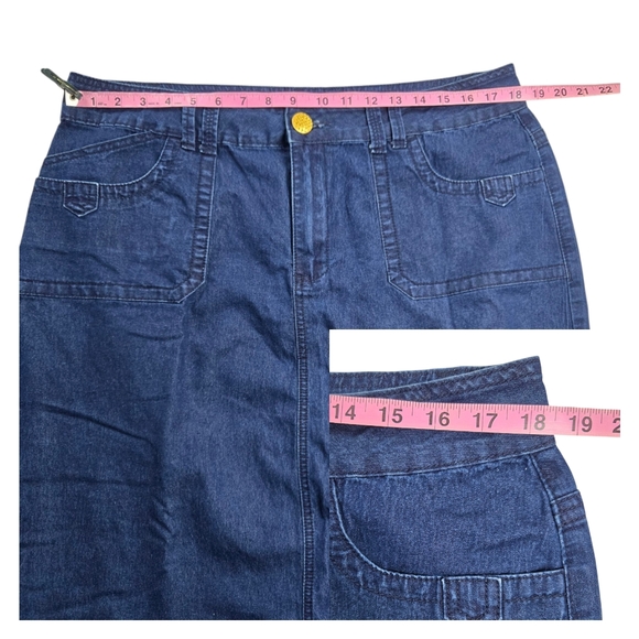 Cato Sz 16W Dark Blue Wash Denim Cotton Blend Skirt Back Split Pockets - Picture 15 of 16